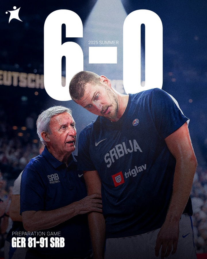 开云体育在线-热身赛6-0！约基奇7+8+7 约维奇22分 小瓦26分 塞尔维亚91-81德国